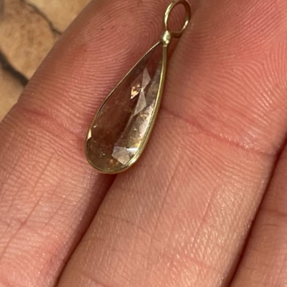 2.5CT Natural Light Olive Taupe Tourmaline in Solid 14K YG Pendant Charm 20x10mm - Picture 4 of 5